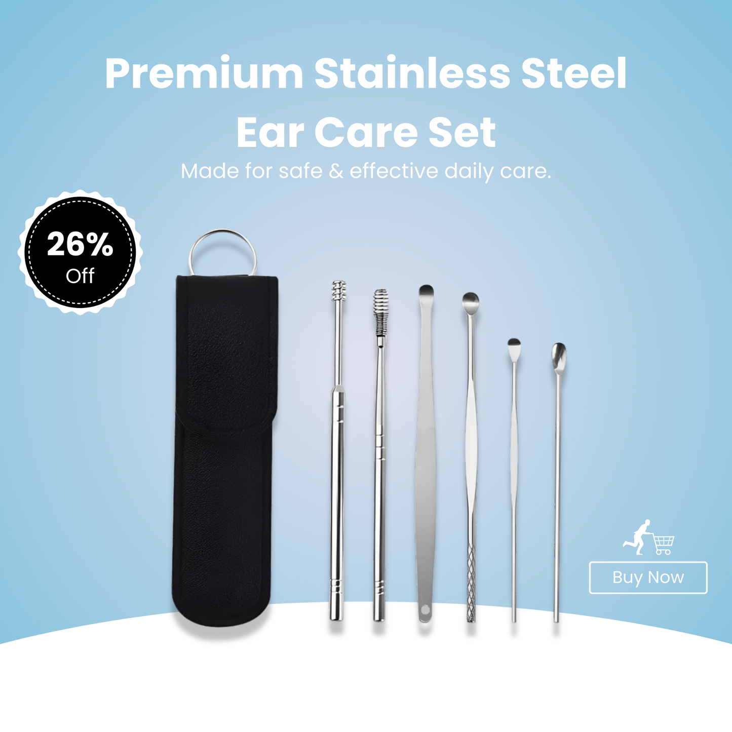 Cleavia™ Stainless Steel Ear Cleaner Kit – Wax Remover & Care Tools Set