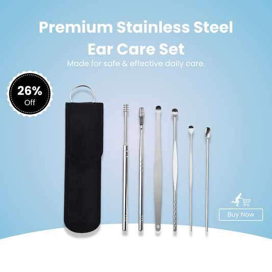 Cleavia™ Stainless Steel Ear Cleaner Kit – Wax Remover & Care Tools Set