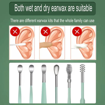 Cleavia™ Stainless Steel Ear Cleaner Kit – Wax Remover & Care Tools Set